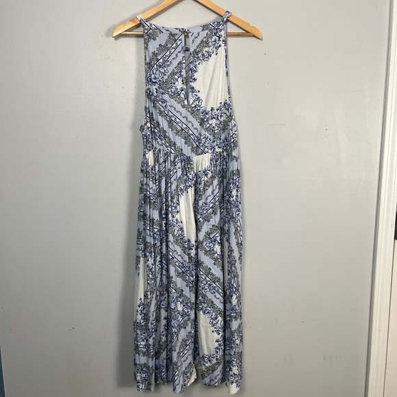 New torrid blue/white Midi Challis High Neck Dress size 00 - Picture 7 of 10